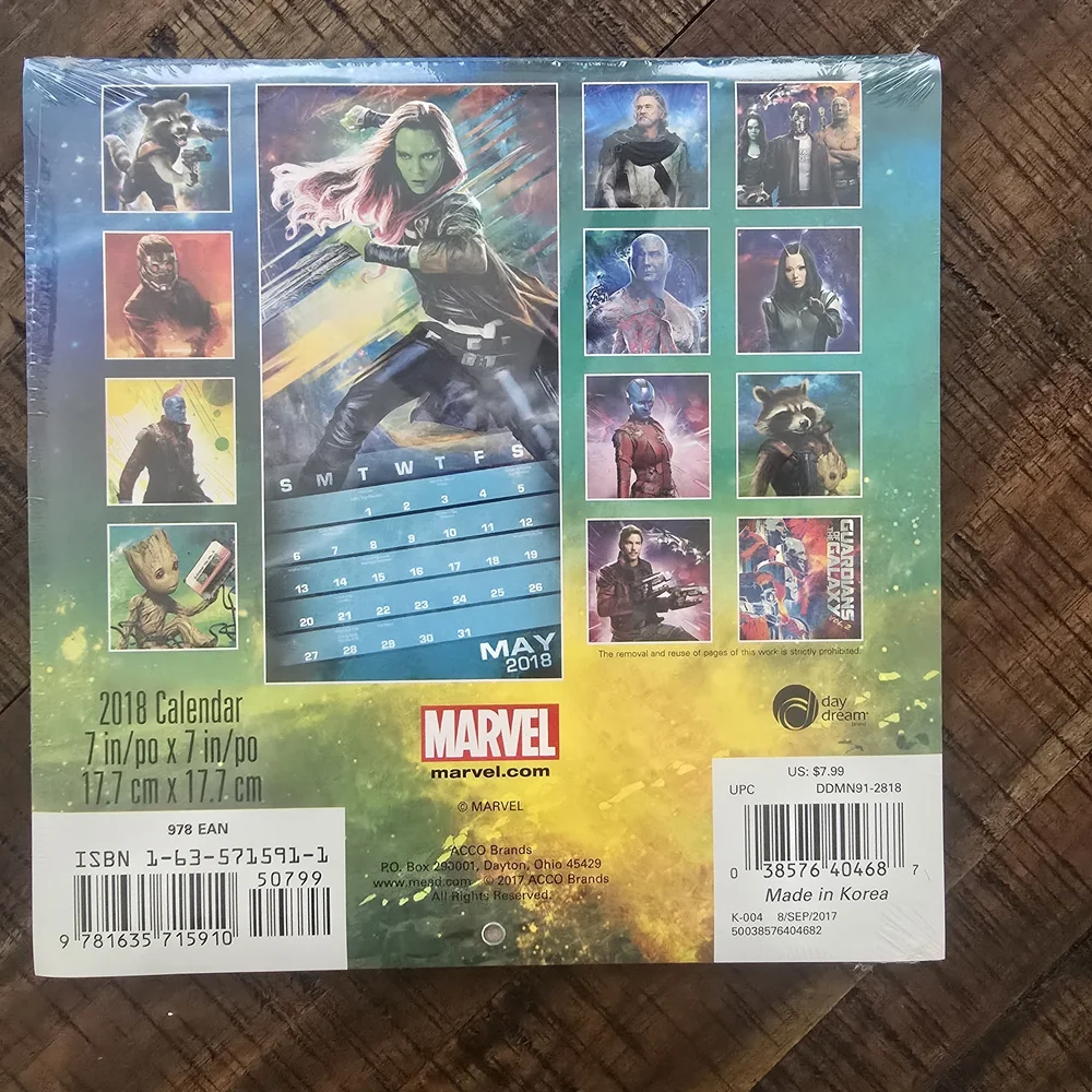 Guardians of the Galaxy Vol. 2 2018 Calendar